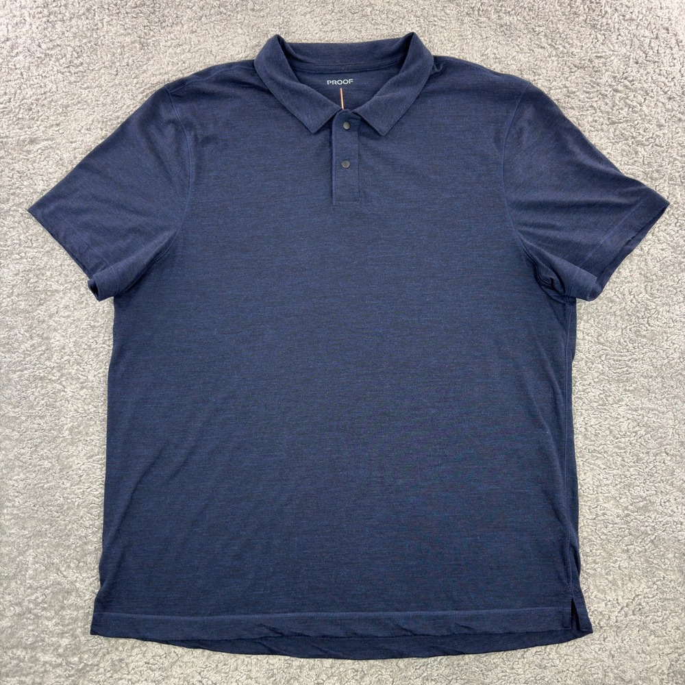 Proof 72-Hour Merino Polo Mens XL Navy Blue Short Sleeve Snap Performance Shirt